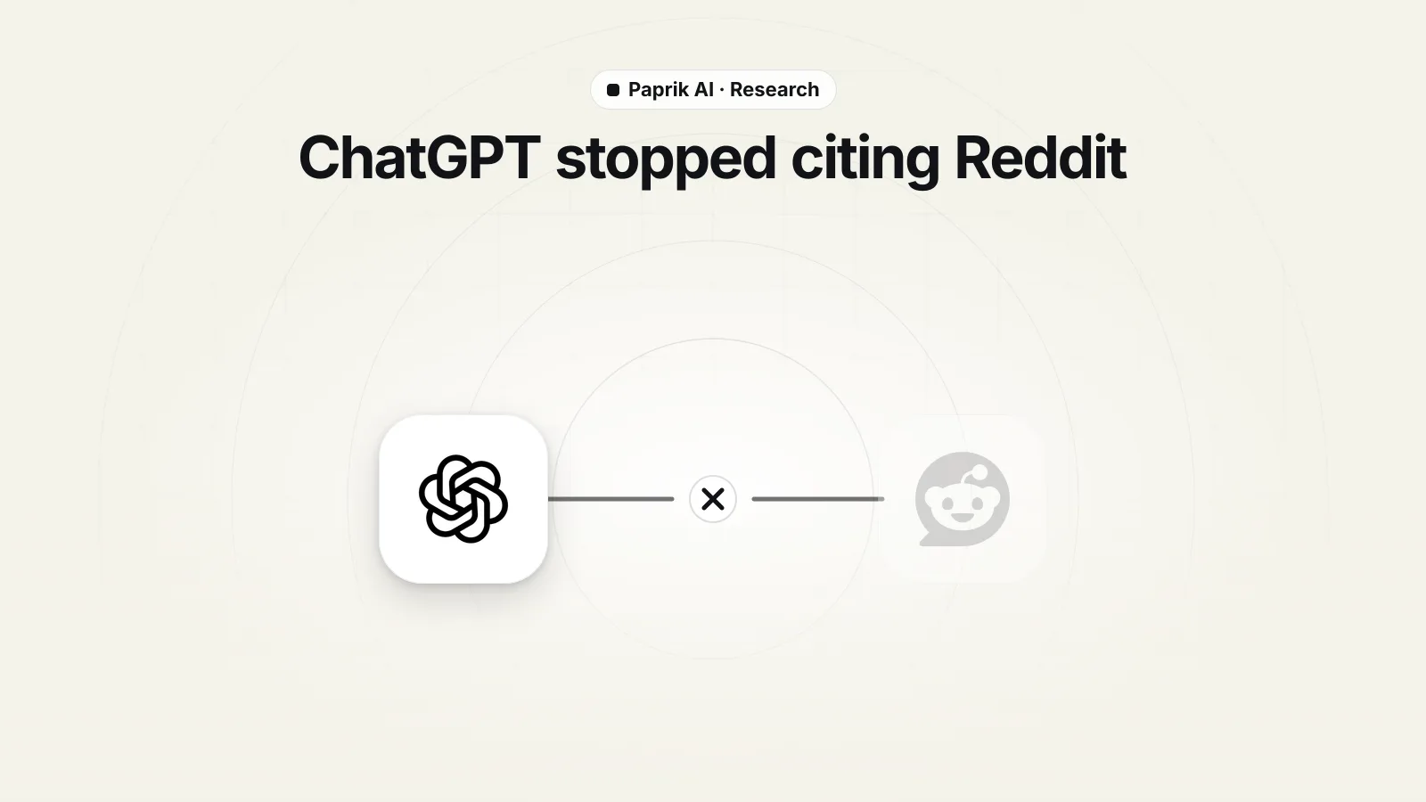 The ChatGPT logo linked to a faded Reddit logo by a line that has been cut.